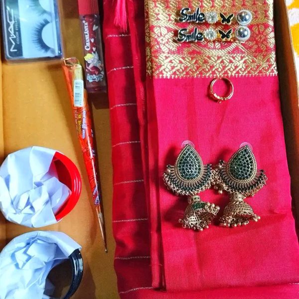 Half Silk Nakshi Pair Saree Combo Gift Package